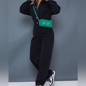 PLT black denim jumpsuit